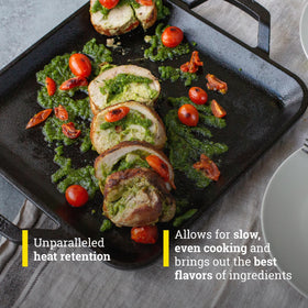 Lodge seasoned square cast iron griddle, natural non-stick surface
