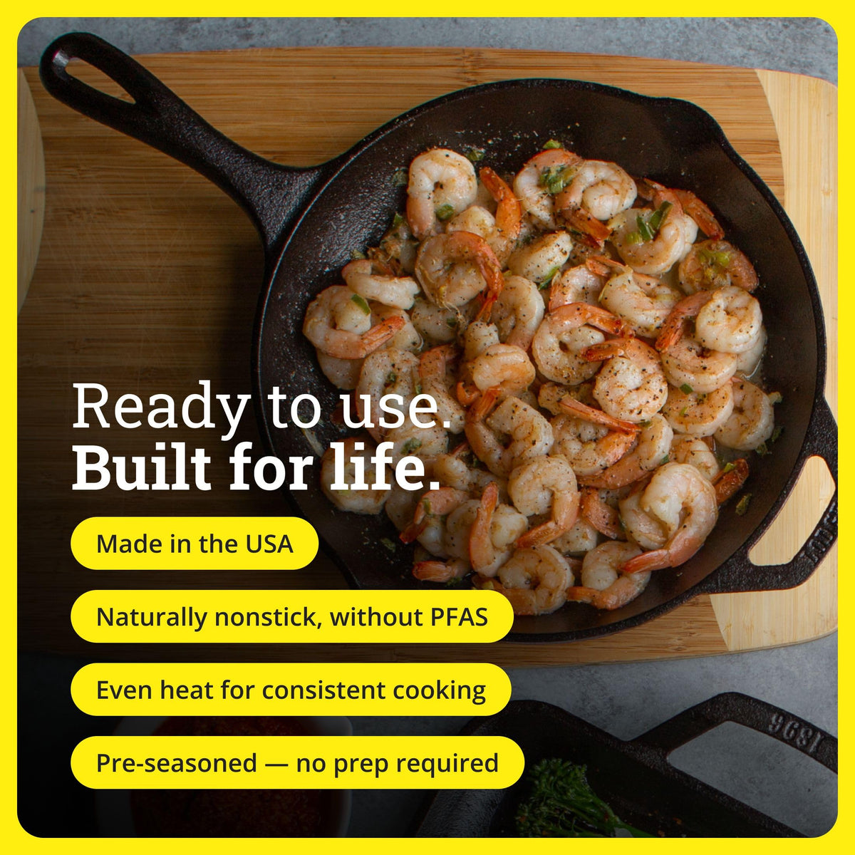 Lodge Seasoned Skillet on a campfire highlighting outdoor versatility