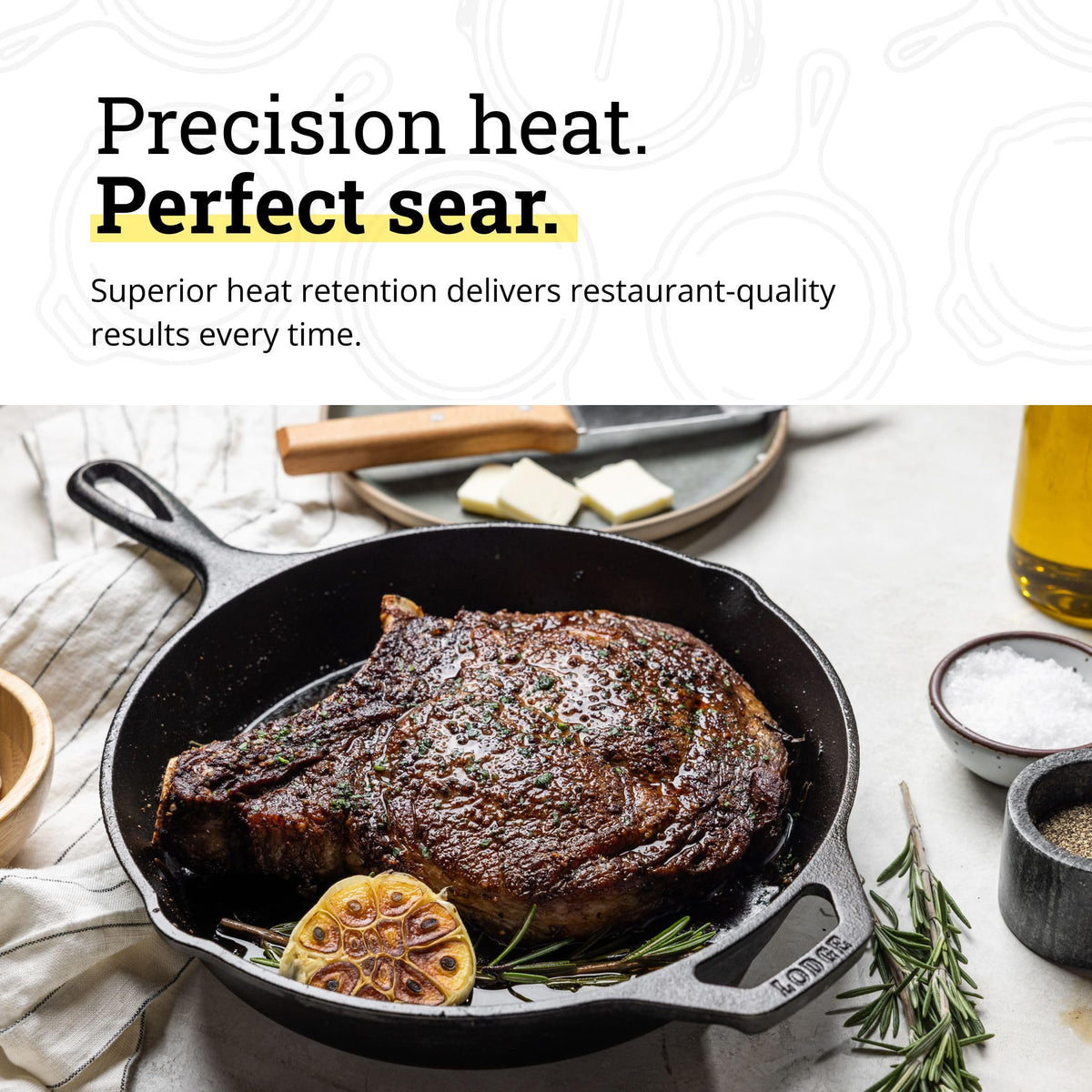 Lodge Skillet emphasizes even heat and lasting durability in daily use