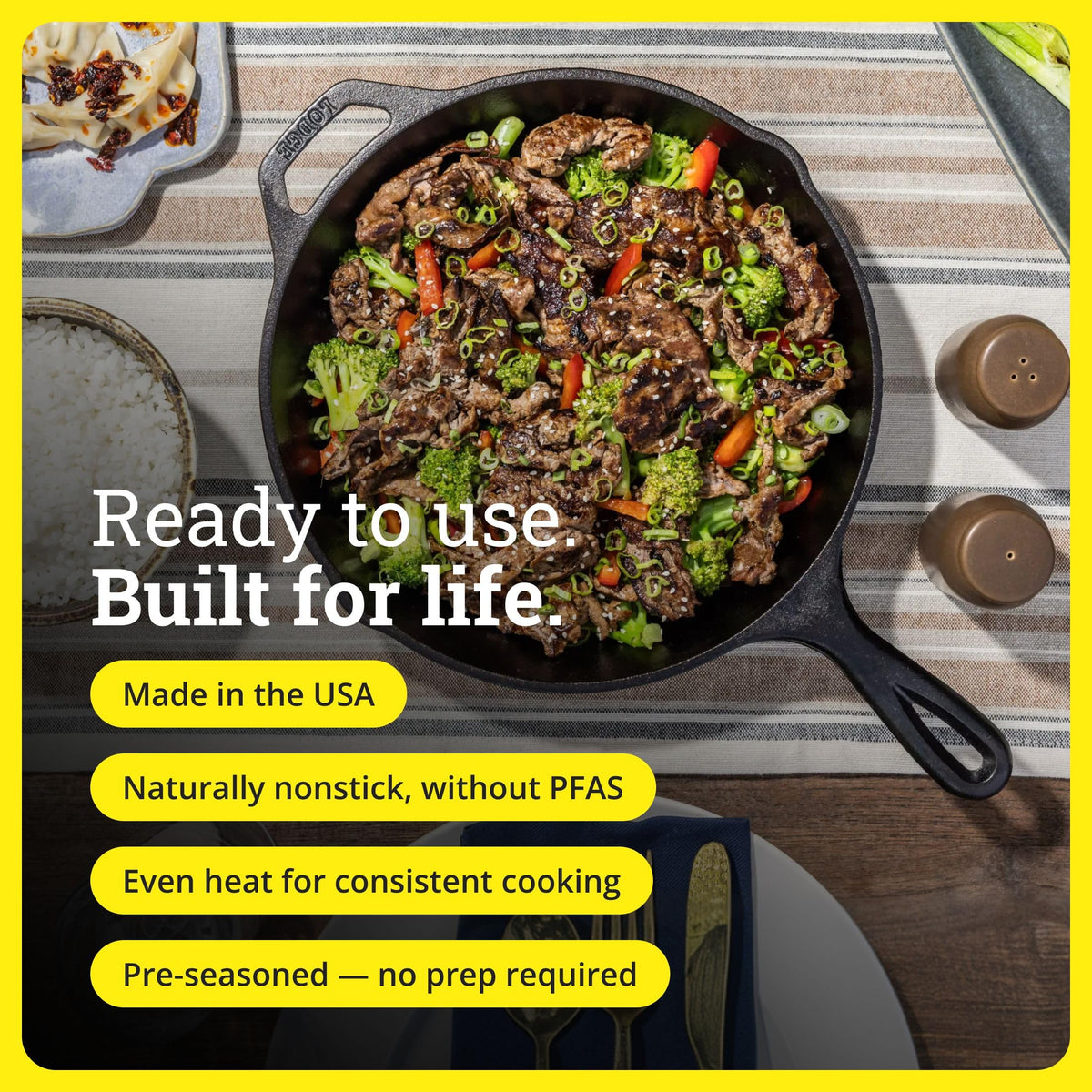 Lodge skillet oven and stovetop safe for versatile cooking