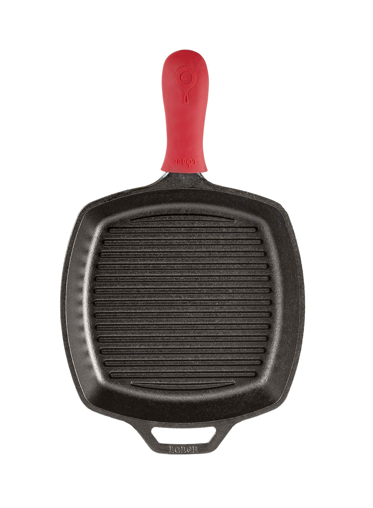 Lodge square grill pan searing steaks for rich caramelization and flavor.