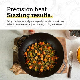 Lodge 14-inch wok with flat base delivers even heat across all cooktops
