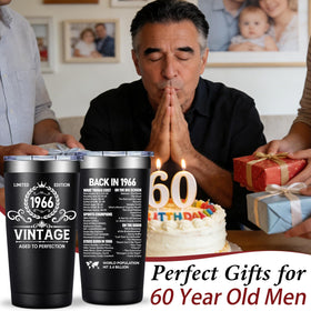Loecuxe 1966 tumbler in gift box ideal for a 60th birthday keepsake.