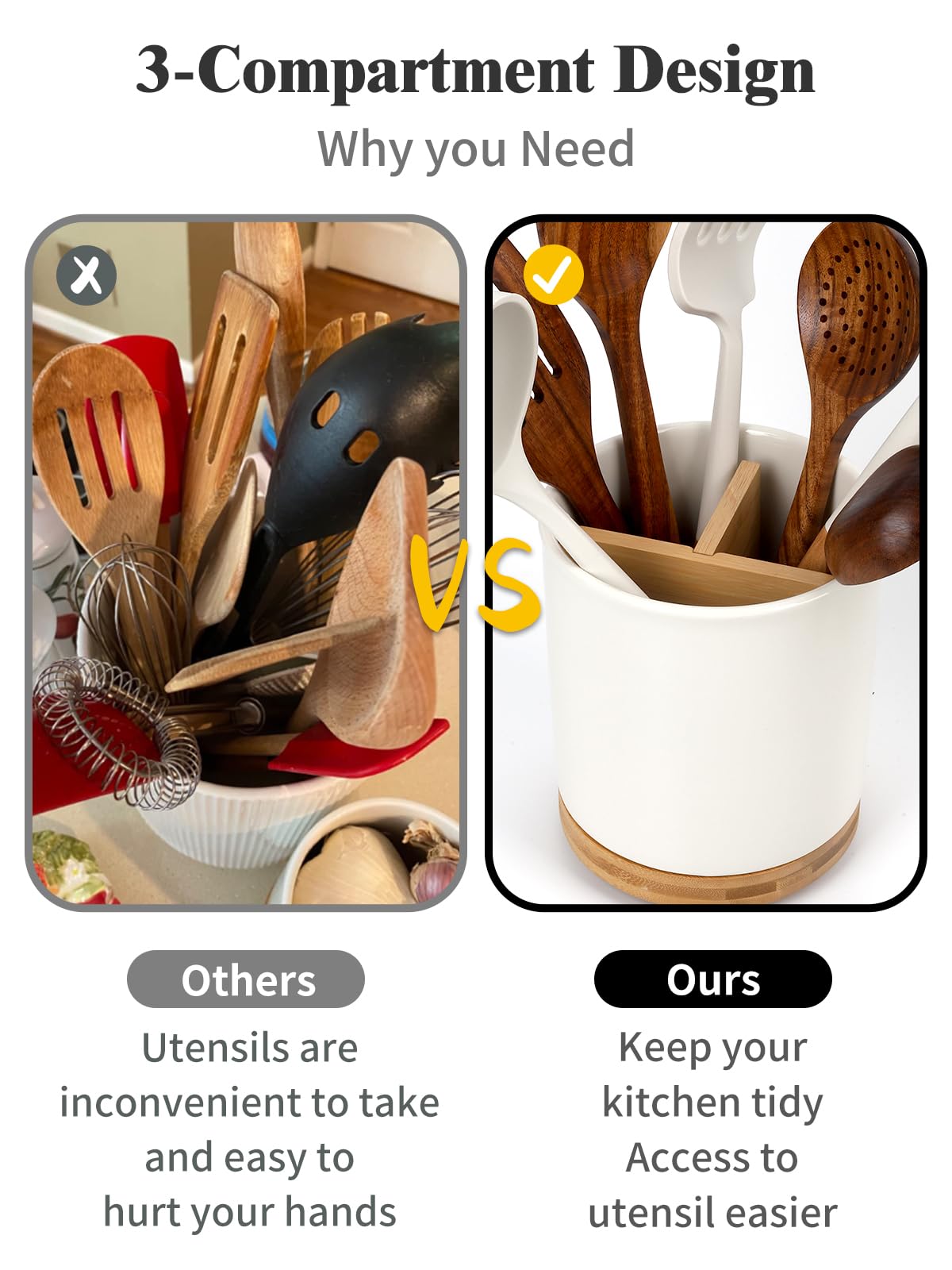 LoeJan large-capacity crock holds daily utensils on the counter
