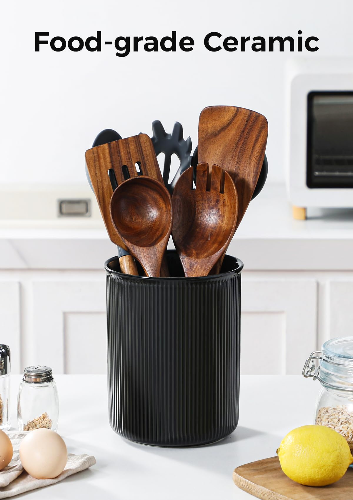 LoeJan multipurpose ceramic holder doubles as vase or storage on bar