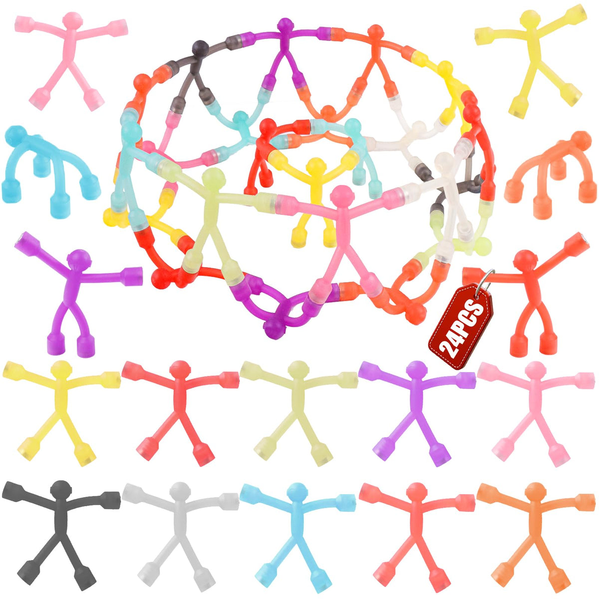 Lofeijxufj 24-piece magnetic men set assembled on fridge for versatile display and stronger hold
