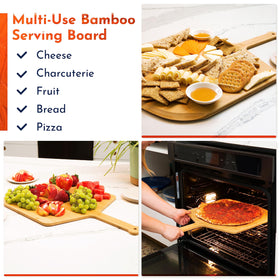 Loftern bamboo board doubles as pizza peel and versatile serving tray