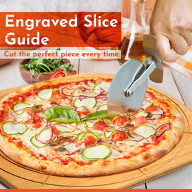 Loftern engraved cutting guide helps create evenly sliced pizzas