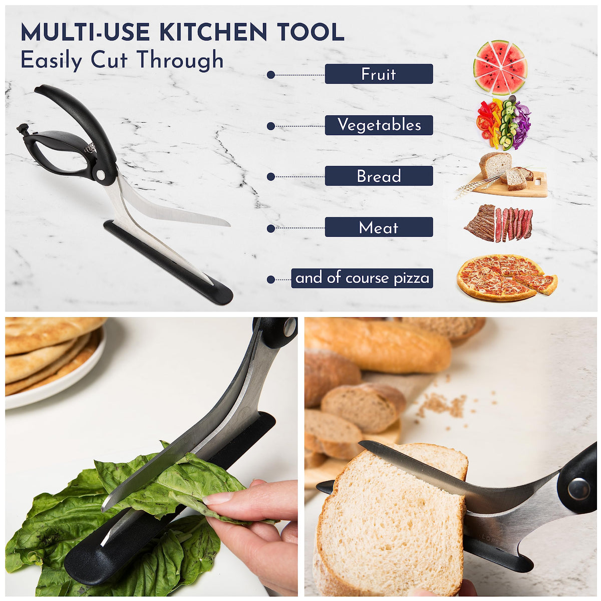 Loftern pizza scissors non-stick blade cuts thick crust with ease.