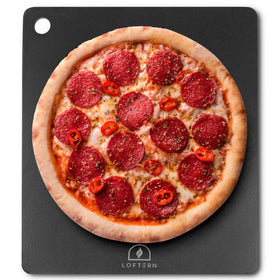Loftern pizza steel demonstrates heat retention for crisp crusts in home ovens.