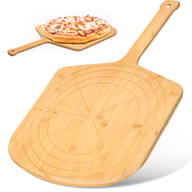 Loftern wooden pizza peel 16-inch with engraving for precise size guides on pizza night