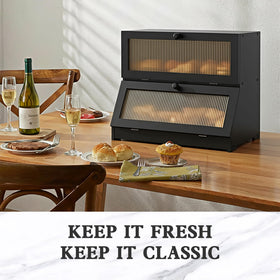 LOHASOK bamboo bread box double-layer saves counter space and organizes two loaves