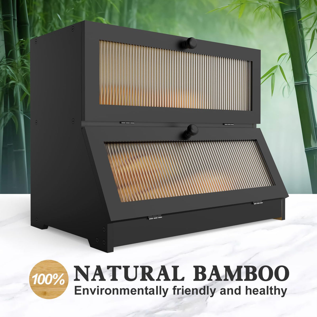 LOHASOK bamboo bread box acts as a versatile kitchen organizer