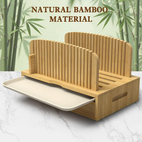 LOHASOK bamboo bread slicer guide, folded for compact storage.
