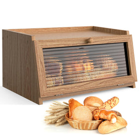 LOHASOK bread box front view showing spacious storage for fresh loaves.