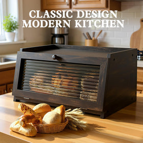 LOHASOK bread box magnetic seal keeps moisture balanced with one-handed access