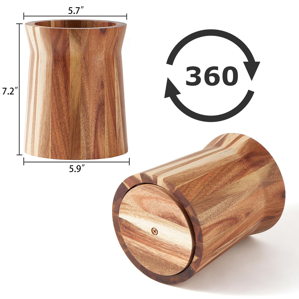LOHONER acacia wood utensil crock with large capacity fits 15+ utensils.