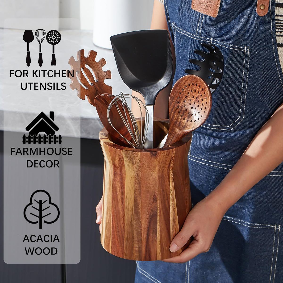 LOHONER trumpet-shaped opening adds elegant flair to countertop organization.