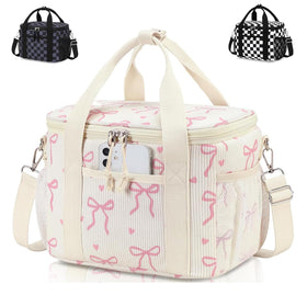 LOIDOU beige corduroy lunch bag front view with spacious main compartment for daily meals