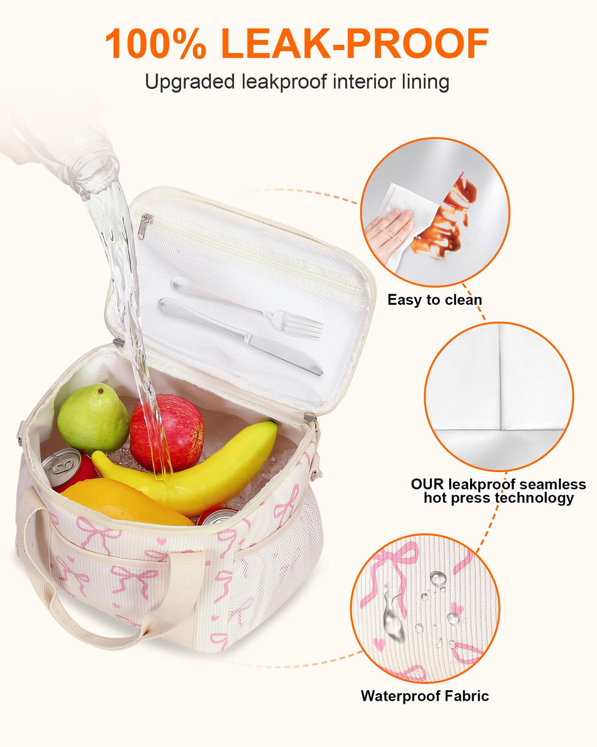Close-up of LOIDOU insulated lining inside to show heat retention and clean interior