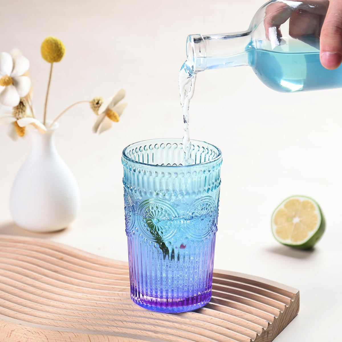 Loivttvv hobnail glassware offers sturdy clarity for daily use