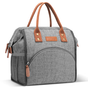 LOKASS insulated lunch bag front view showing organized interior for busy days