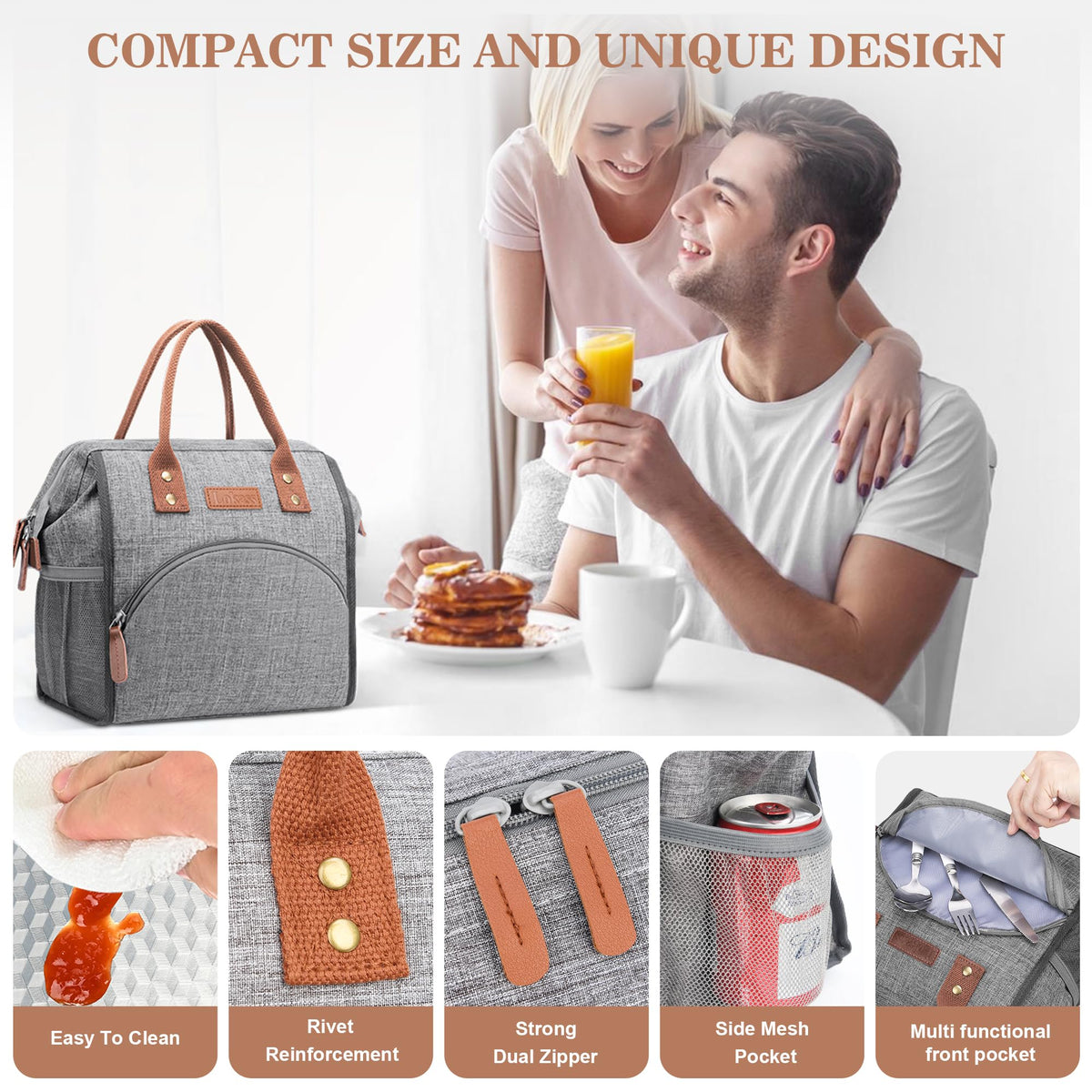 LOKASS lunch bag leakproof lining prevents spills during transport