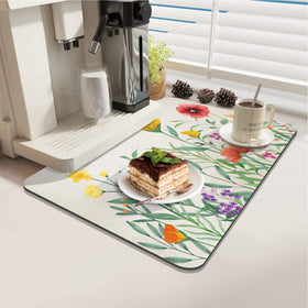 LOKHOM coffee bar mat absorbs spills and dries mugs quickly near the coffee maker