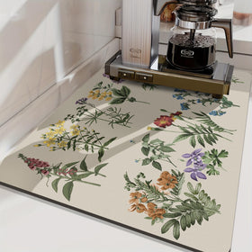 LOKHOM sage motif dish drying mat enhances dining table aesthetics