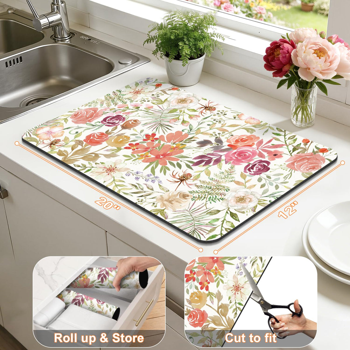 LOKHOM dish drying mat uses nano-absorbent material to speed drying and reduce damp.