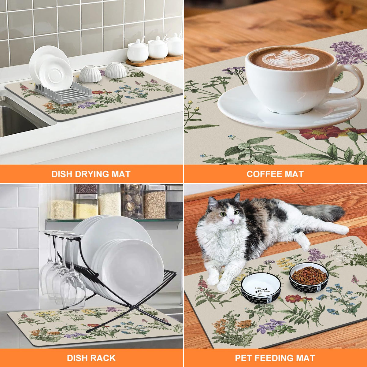 Durable rubber back on LOKHOM mat prevents slipping on counters