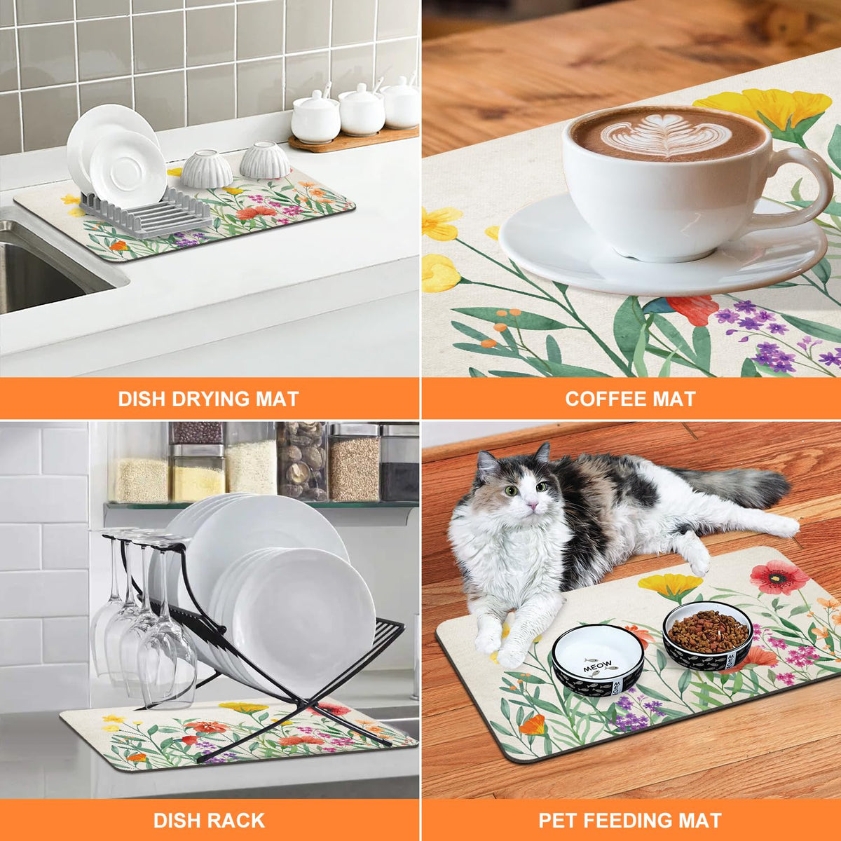 LOKHOM kitchen counter drying mat rolls up for easy storage