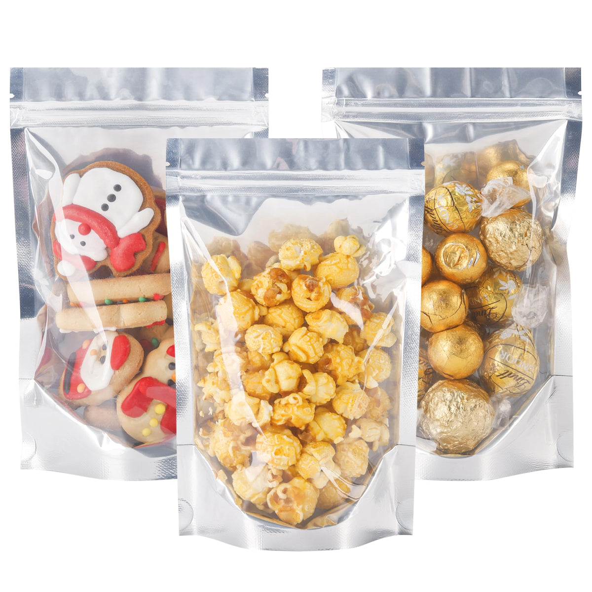 LOKQING 100-pack mylar bags with clear front for eye-catching product displays.