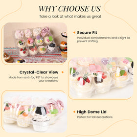LOKQING 12-count box fits cupcakes up to 2.2 inches for neat single-serving portions