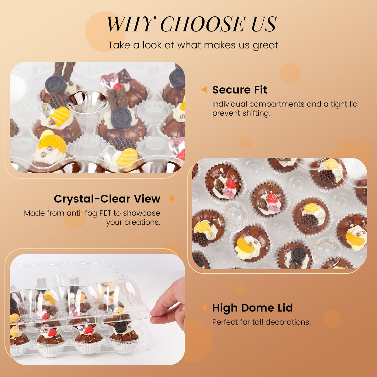 LOKQING BPA-free PET cupcake container ensures safe reuse and presentation