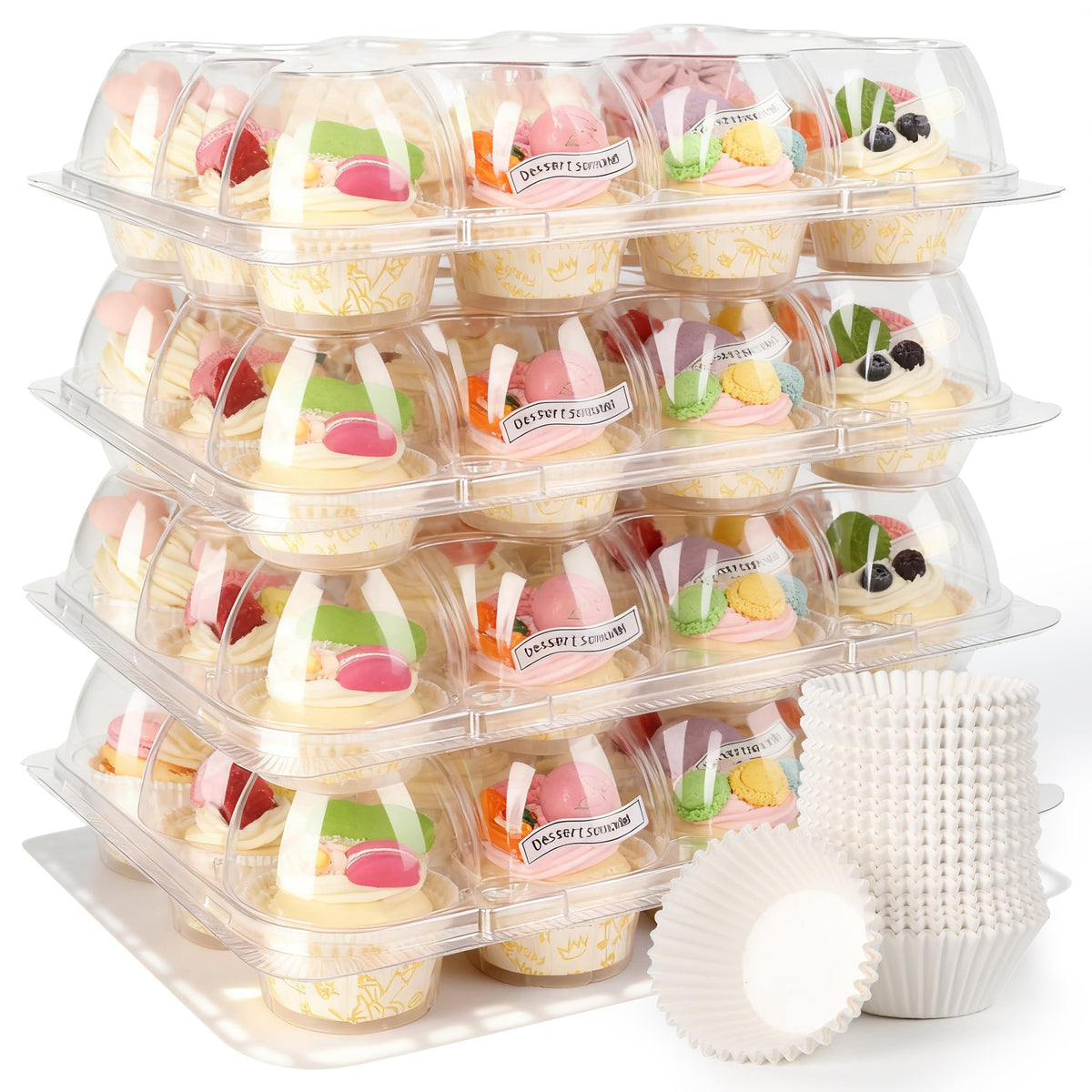 LOKQING cupcake containers with lid separation keep frosting intact during quick removal