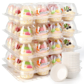LOKQING cupcake containers with lid separation keep frosting intact during quick removal