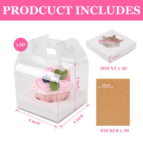 LOKQING food-safe PET cupcake box 4x4x6 inches for safe transport.