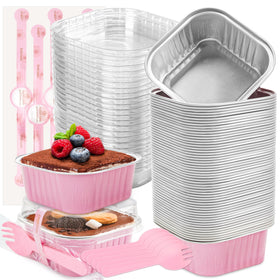 LOKQING mini cake pans with pink lids offering easy 5 oz portions.