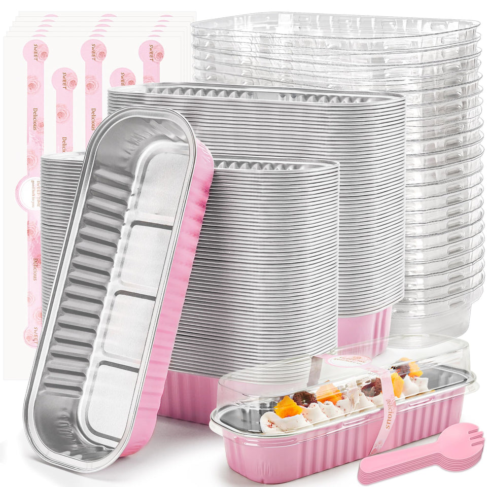 LOKQING mini loaf pans with pink lids for easy party servings
