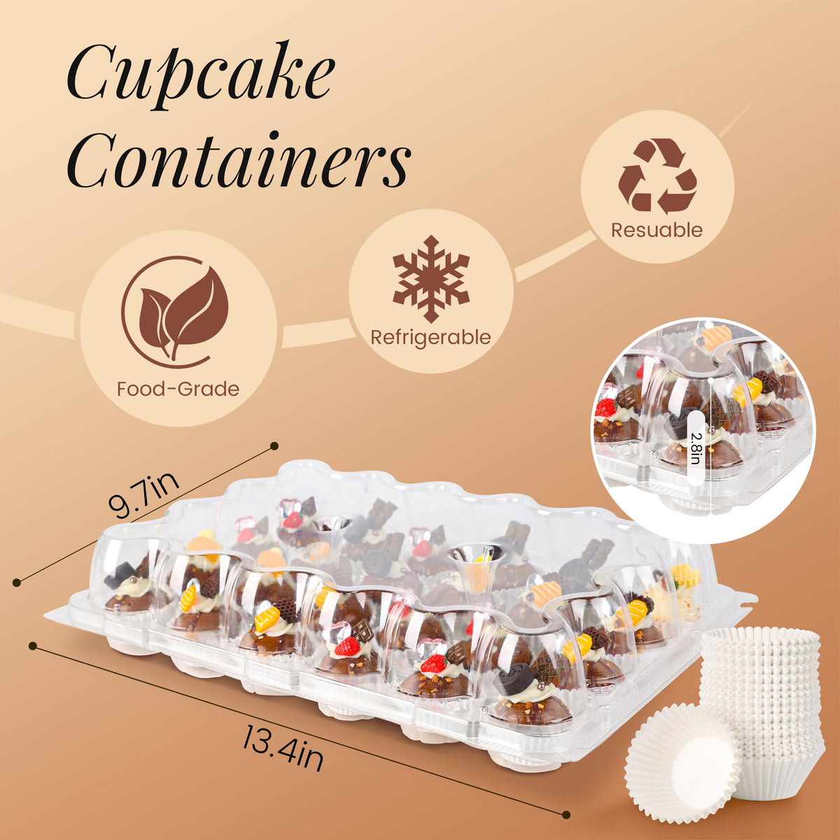 LOKQING stackable cupcake boxes with lid brackets prevent shifting during transit