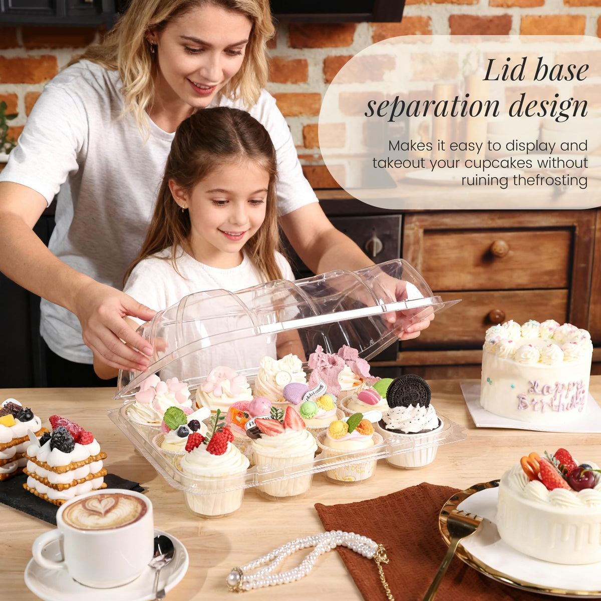 LOKQING stackable cupcake boxes with lid highlight secure transport and organized display
