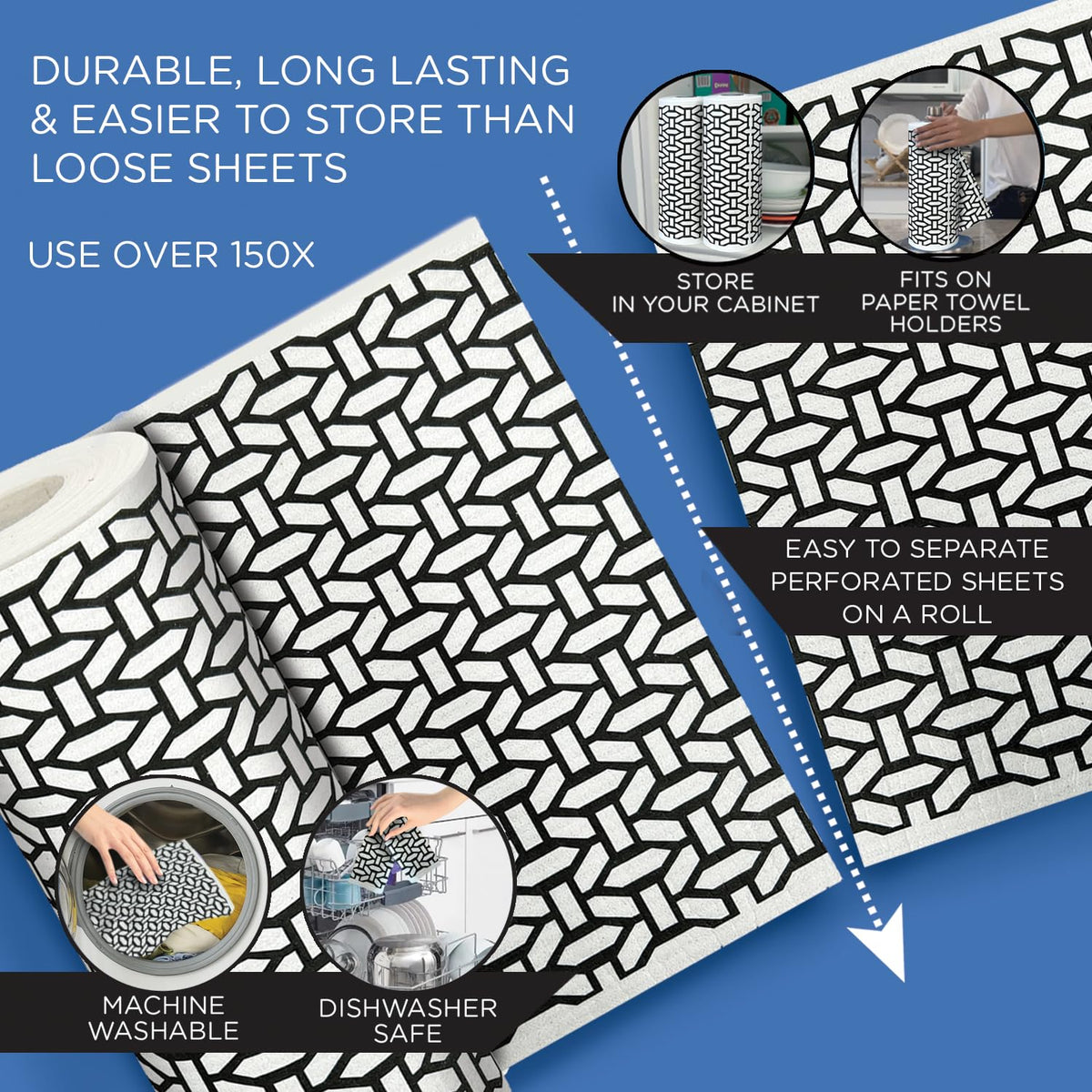 LOLA dishcloths are safe for wood, glass, stone, and stainless surfaces
