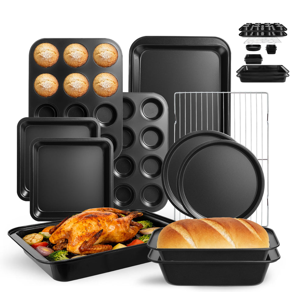 Lollicy 11-piece nonstick bakeware set displayed together for versatile baking and easy cleanup.