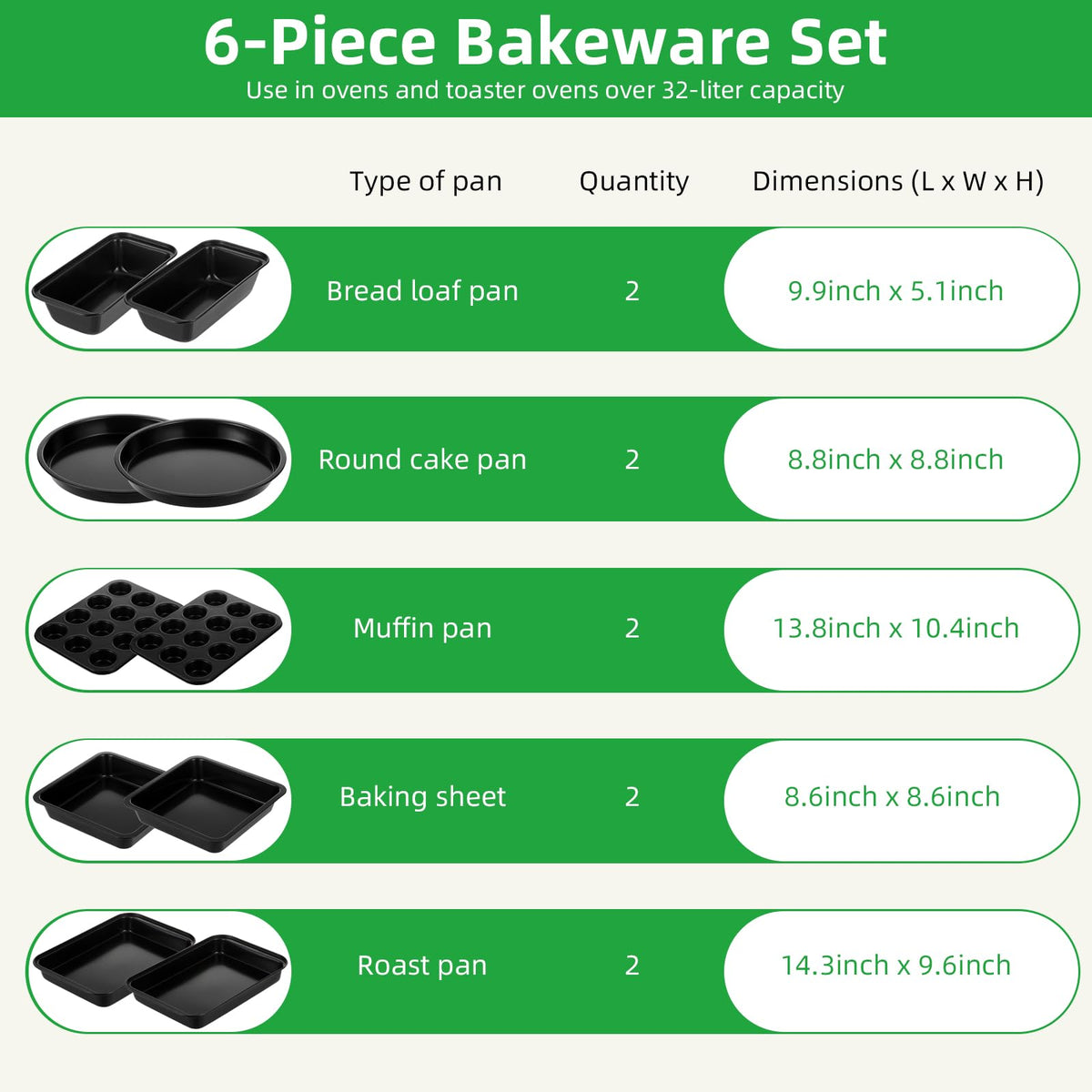 Lollicy stackable bakeware design saves cabinet space and simplifies storage.