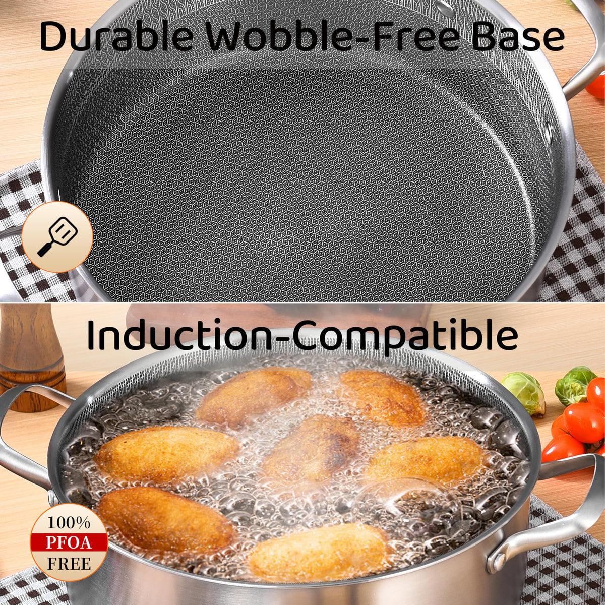 LOLYKITCH ceramic non-stick coating close-up, durable surface for easy release
