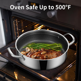 LOLYKITCH pan on induction stove, showcasing versatile compatibility