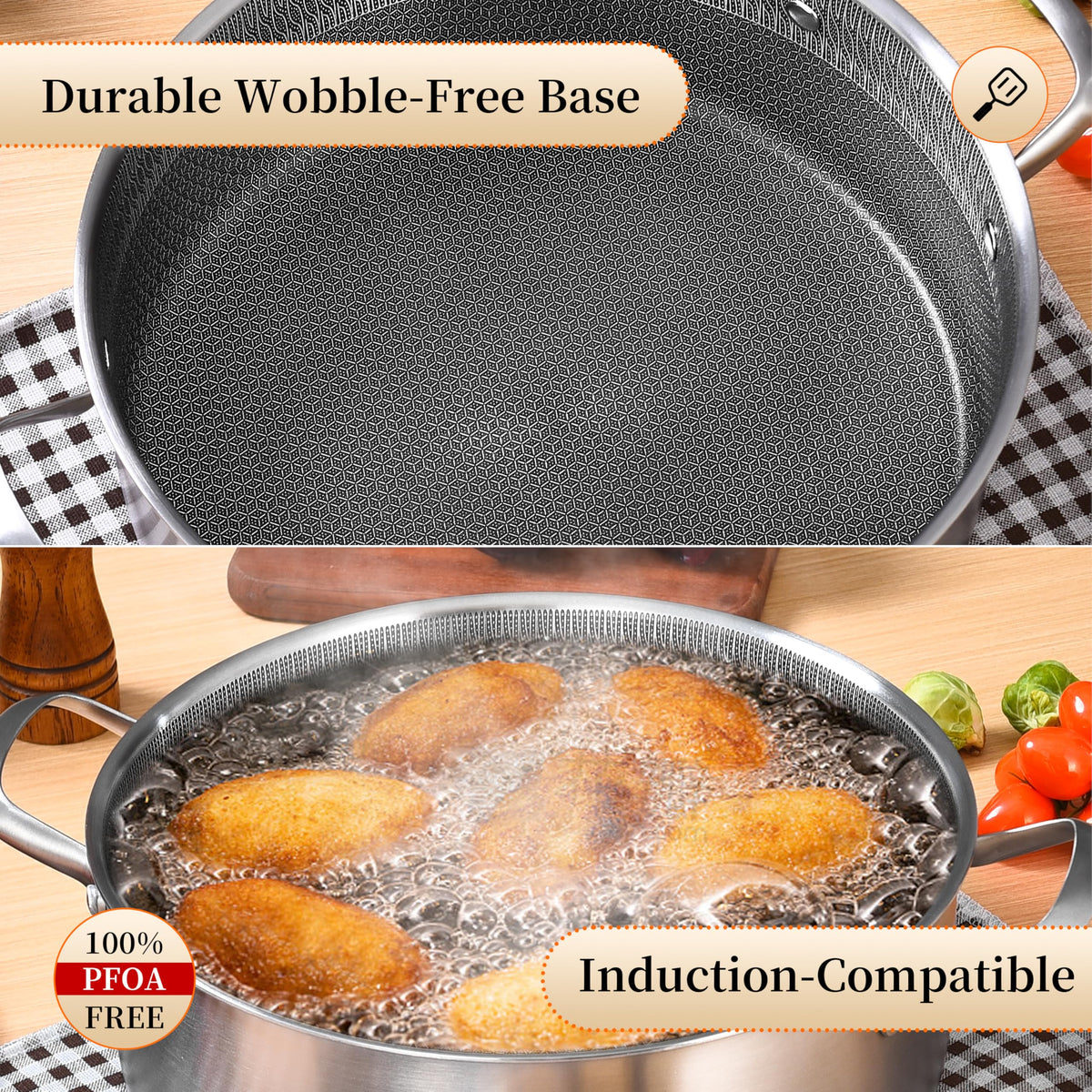 LOLYKITCH double short handles design saves space in small kitchens and travel setups.