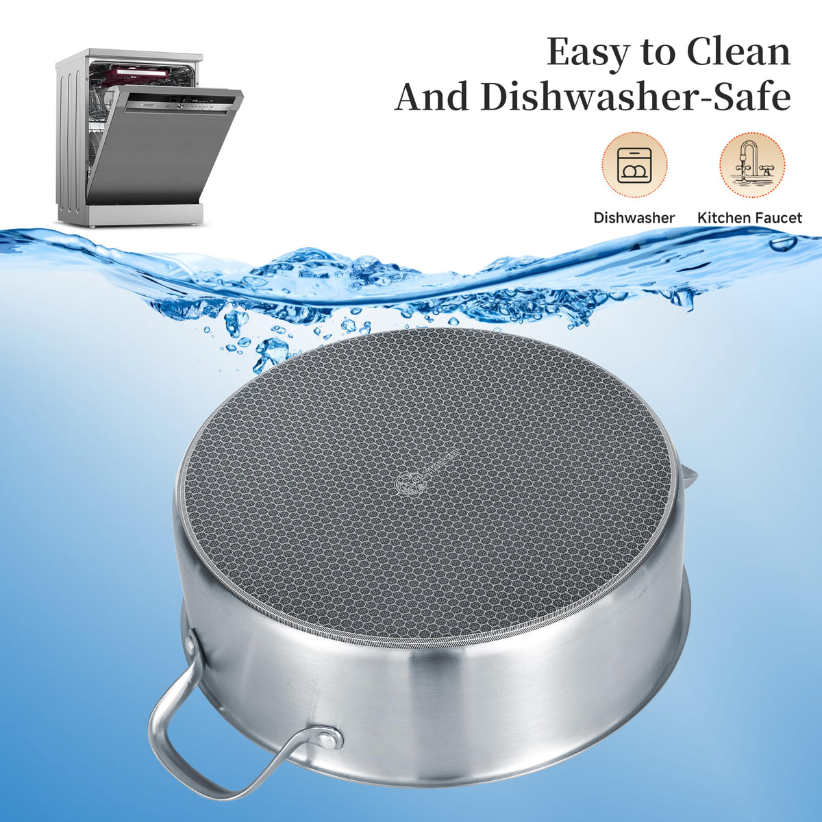 LOLYKITCH oven and induction ready skillet transitions from stove to oven up to 500°F.