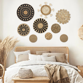 LOMOHOO round wicker wall basket in bedroom creates warm atmosphere